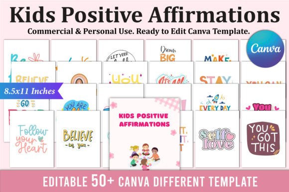Download Kids Positive Affirmations for Canva - Kids positive affirmations Collection